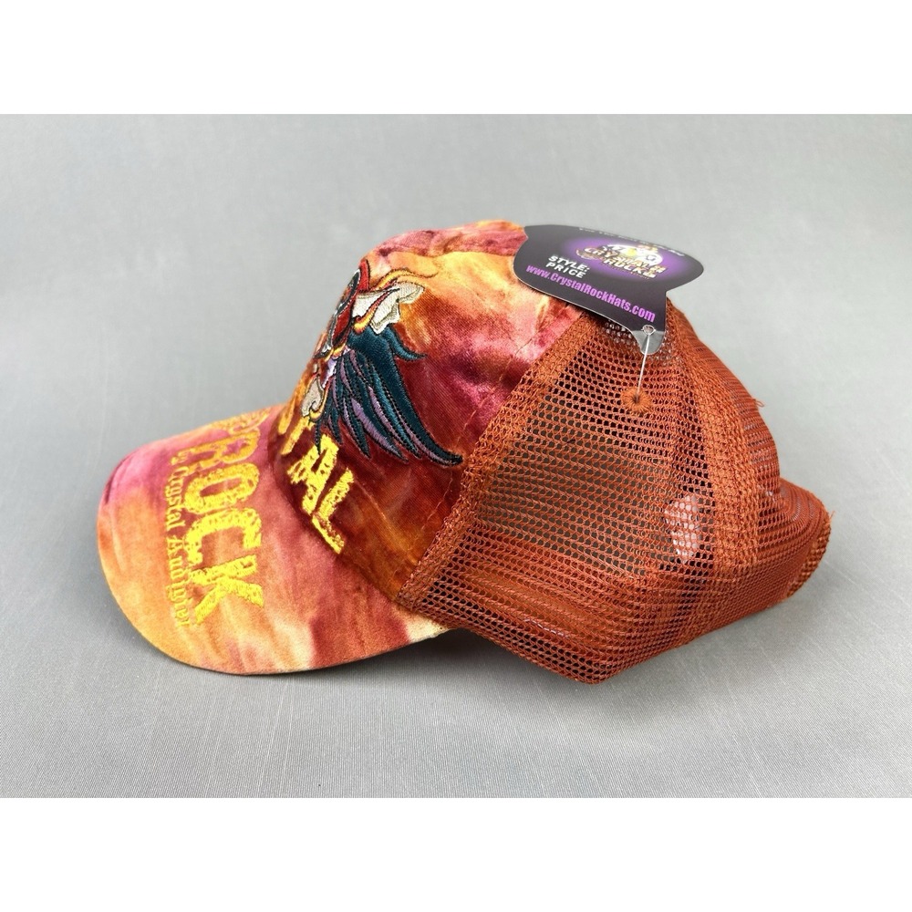 Crystal Rock Christian Audigier Velour Tie Dye Trucker Hat Strapback Cap NWT Y2K - Picture 6 of 14